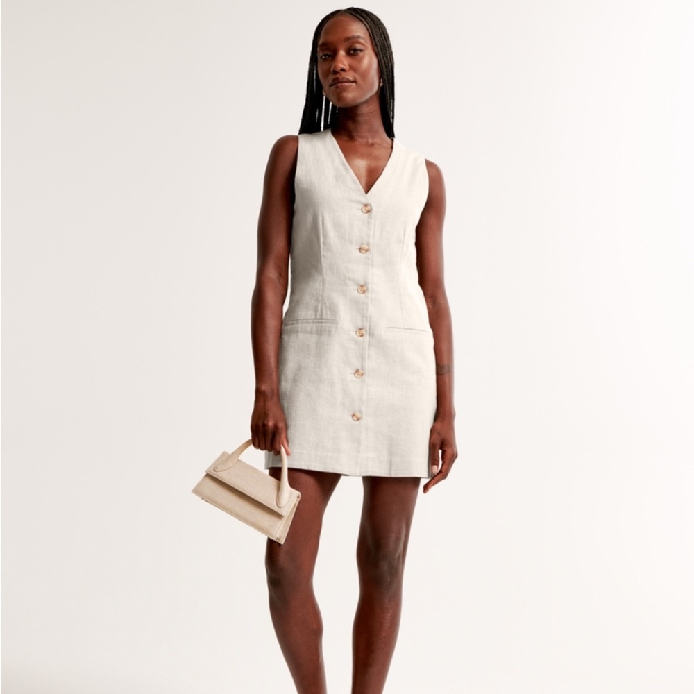 Abercrombie & Fitch Mara Linen Blend Vest Mini Dress XL Tall NWT